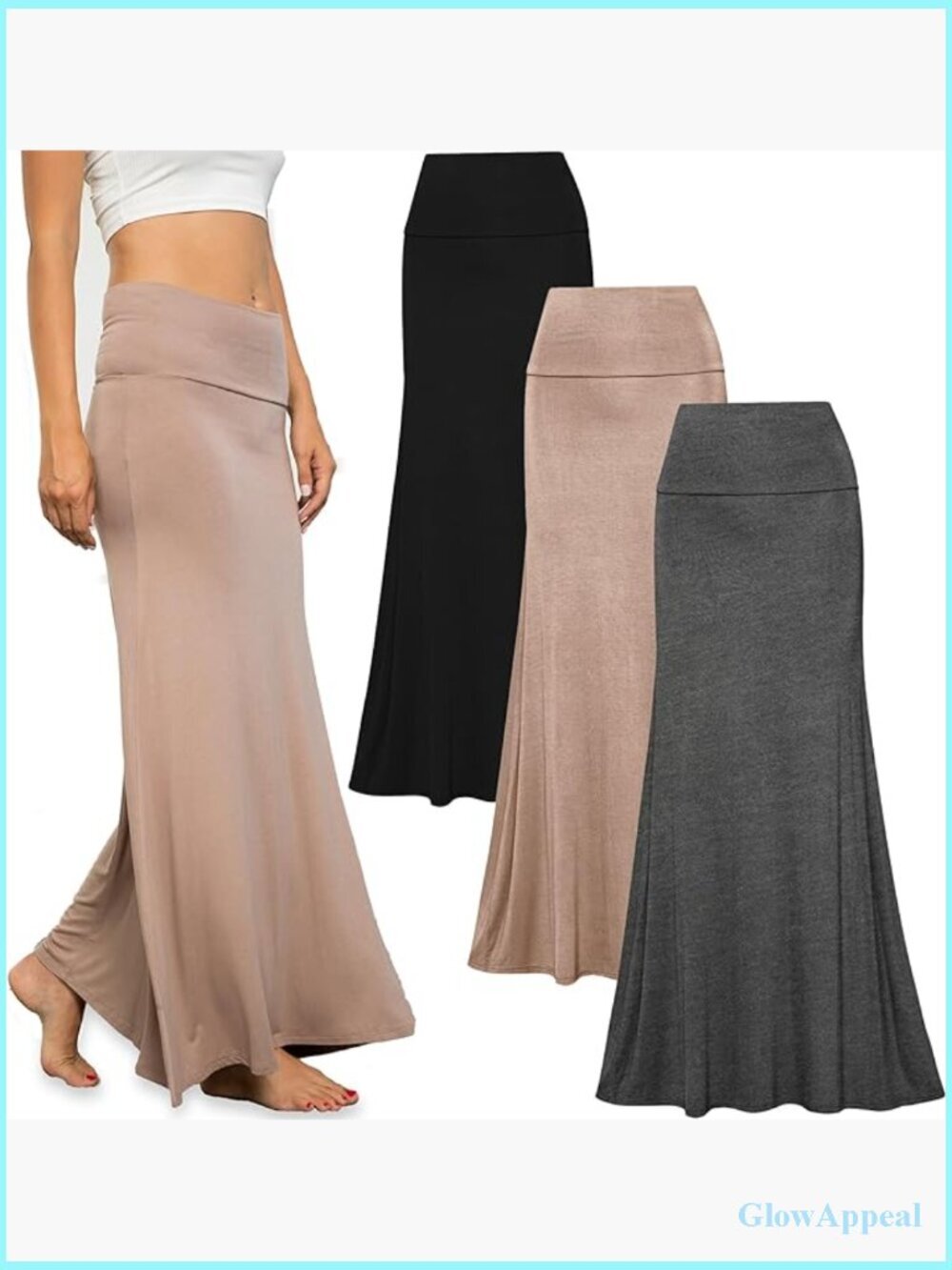 3 Pack High Waisted Flowy Maxi Skirts Stretchy Dressy Casual Work